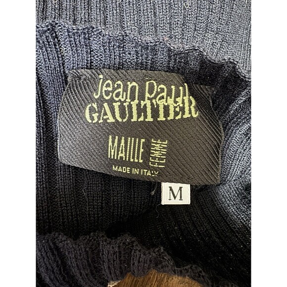 Jean Paul Gaultier Maille Y2K Ruffle Ribbed Wool Silk Sweater Top Medium - Picture 4 of 10